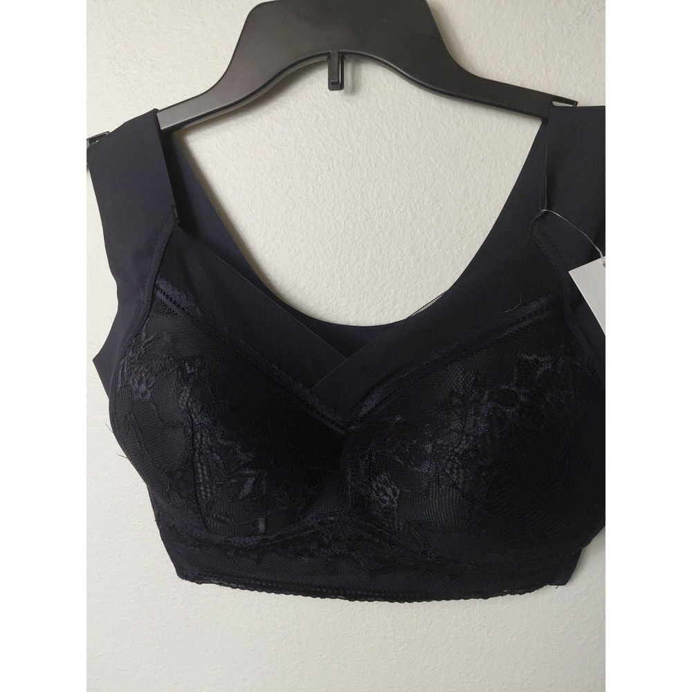 Zen Chic Bra Size 2XL Wireless Lace Pushup Padded Black New With Tags